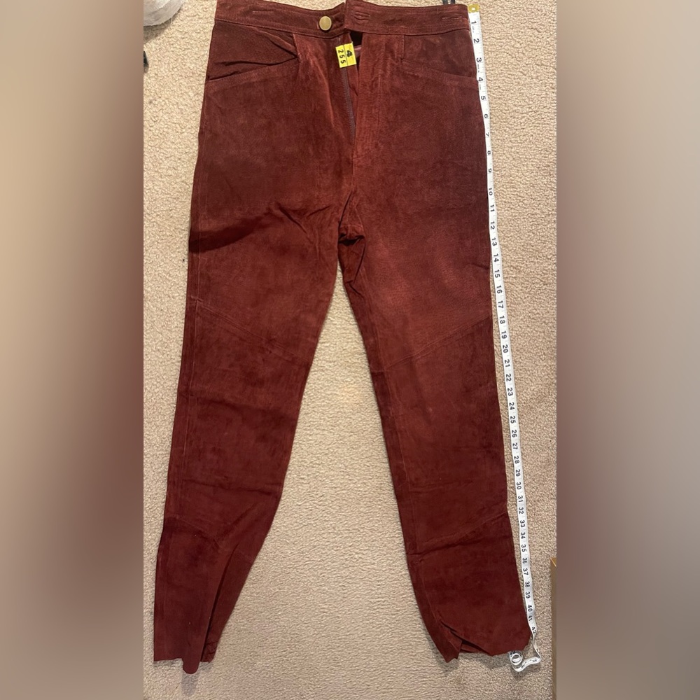 Suede burgundy pants